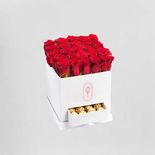 Bold Red Rose & Ferrero Box