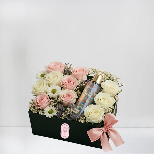 Pastel Rose & Daisy Gift Box with Eva Mist