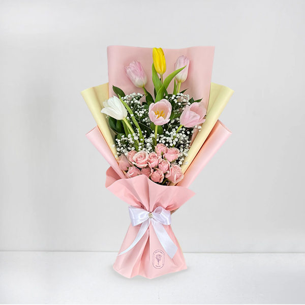 Spring Affection – Tulips & Roses Flower Bouquet