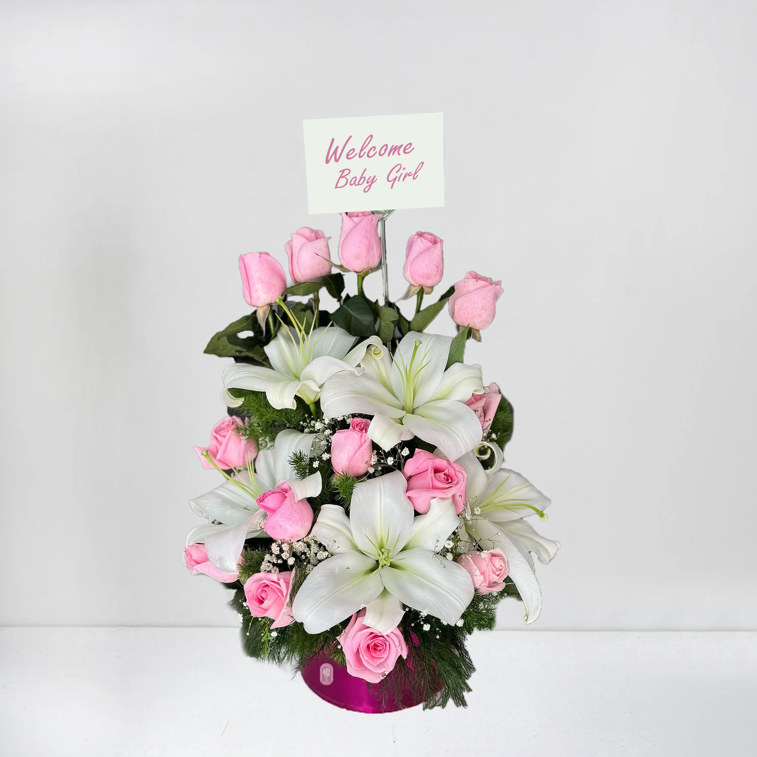 Pink Roses & White Lilies Box