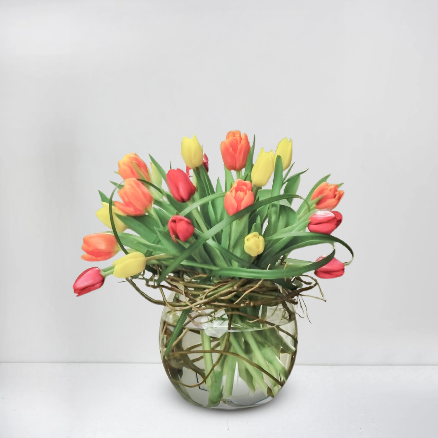 Cheerful Tulip Bouquet in Red, Yellow & Orange