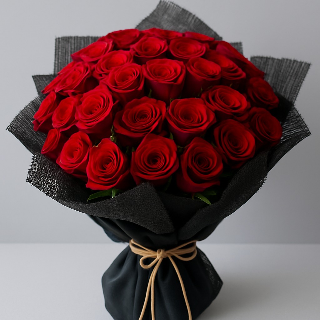 Bold Red Rose Hand-Tied Bouquet