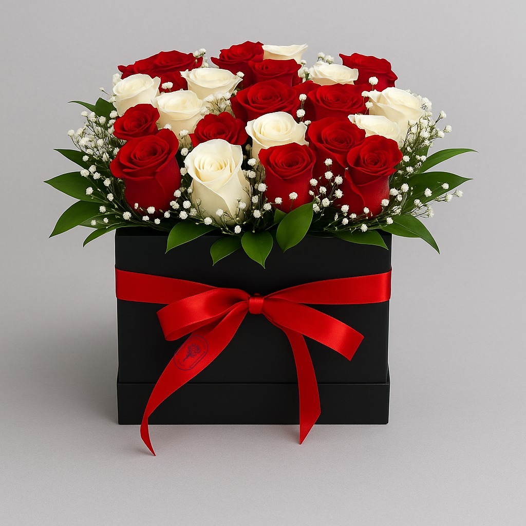 Luxury Red & White Rose Box