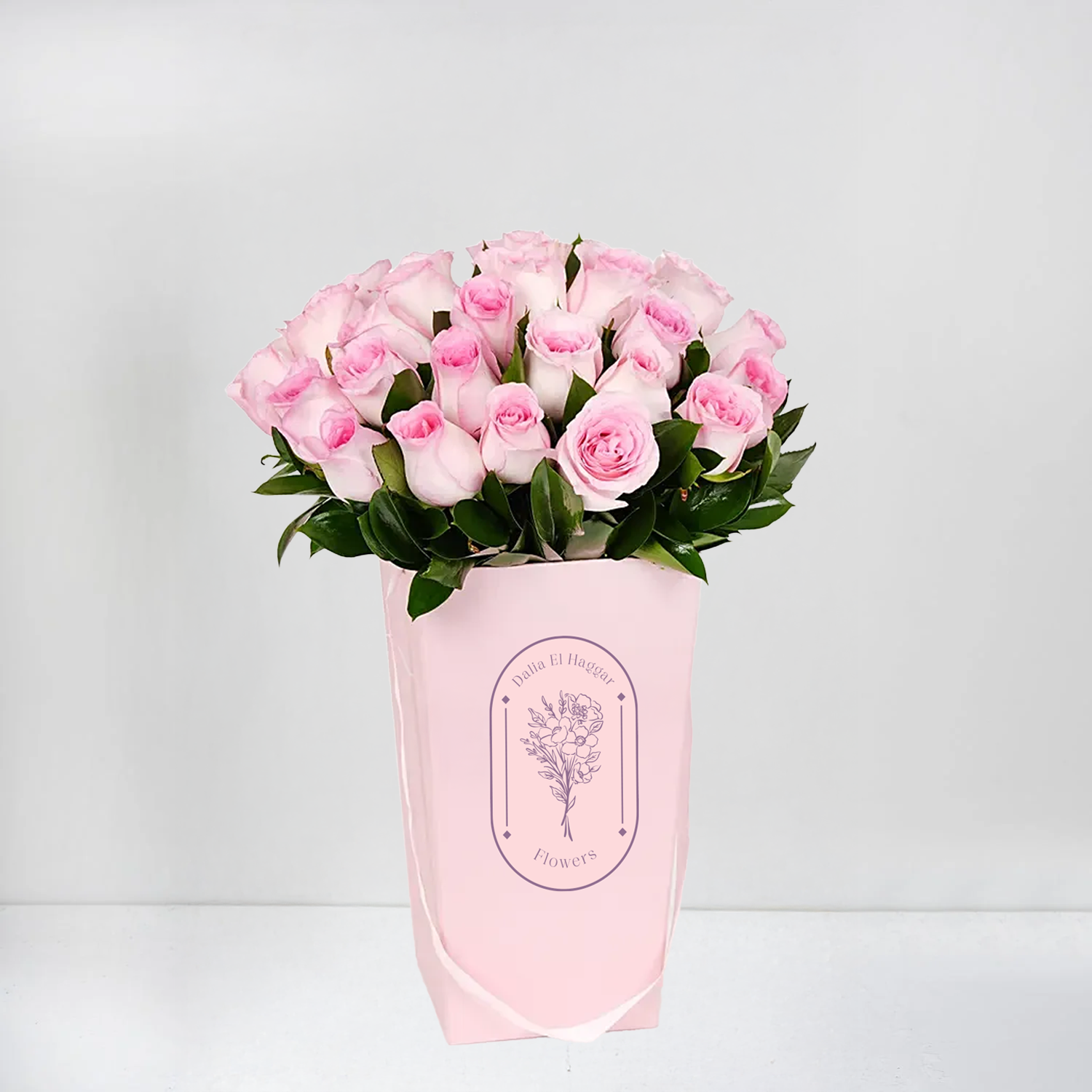Pastel Pink Rose Arrangement in pink vase