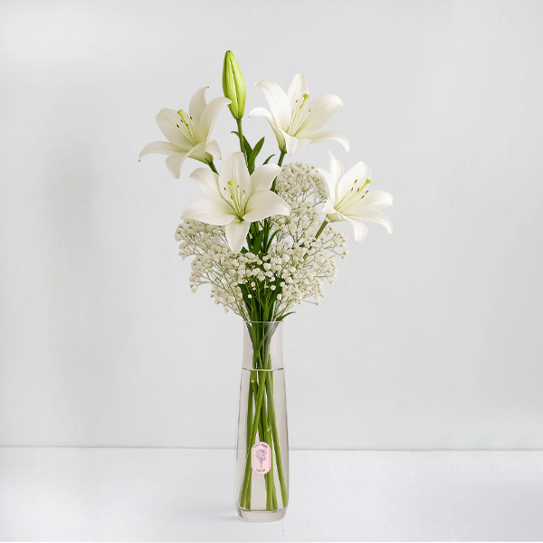 White Lilies & Baby’s Breath Bouquet