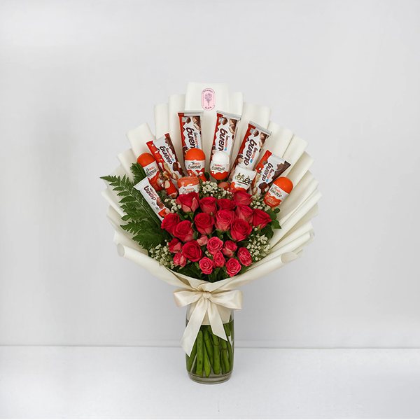Red Roses Bouquet with Kinder Chocolate