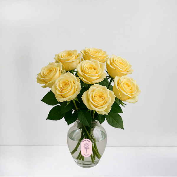 Radiant Vase of Soft Yellow Roses