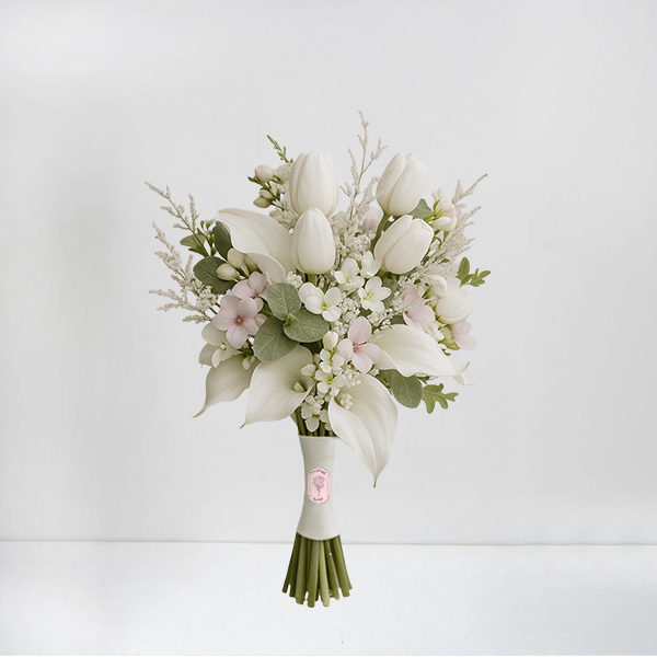 Artificial White & Blush Bridal Bouquet