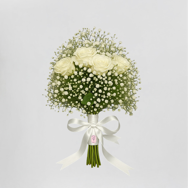 White & pure Rose Bridal Bouquet